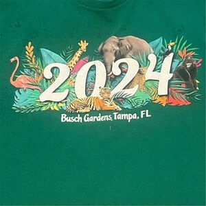 Busch Gardens Tampa FL 2024 Safari Animals Graphic T-Shirt Green Unisex 2XL